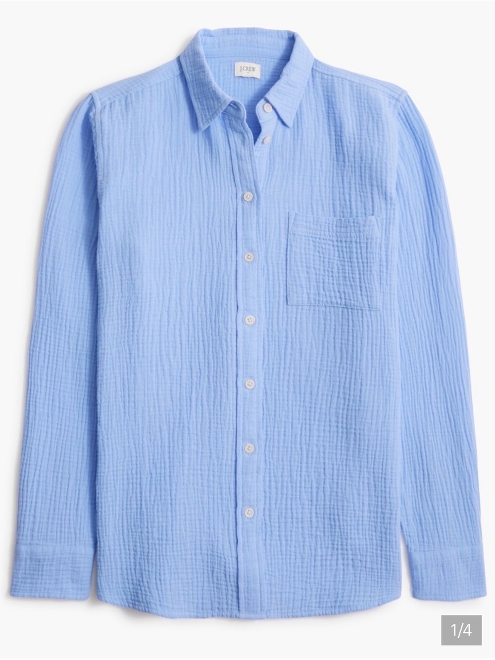 J. Crew Factory Cotton Gauze Light Blue Button-Down Shirt, Size Medium